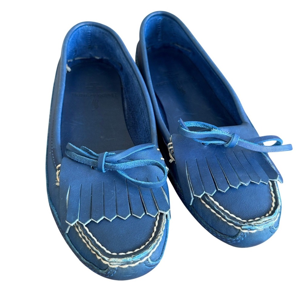Ralph Lauren Rare Vintage Bench Made in Maine Blue Kiltie Moccasins W 8